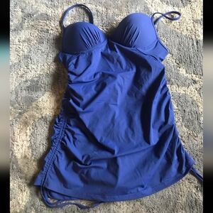Assets By Spanx Tummy Control Blue One Piece Swimsuit